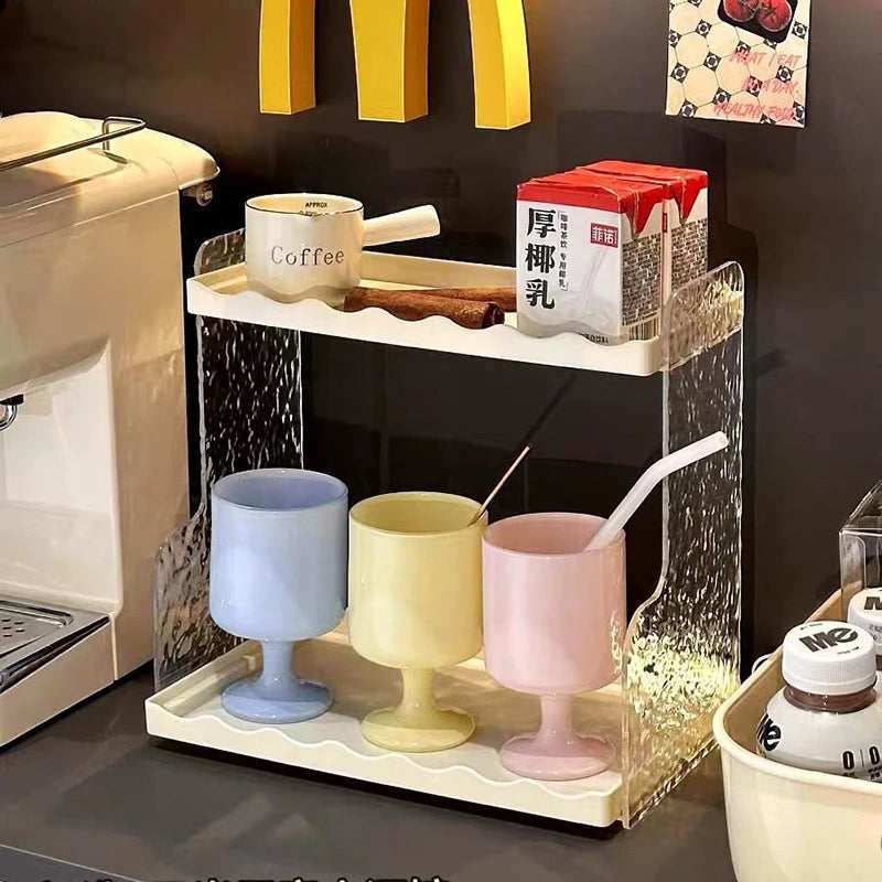 Double Layer Cosmetics Storage Rack Bathroom Toilet Makeup Storage Shelf Washstand Desktop Skincare Storage Organizer Shelf