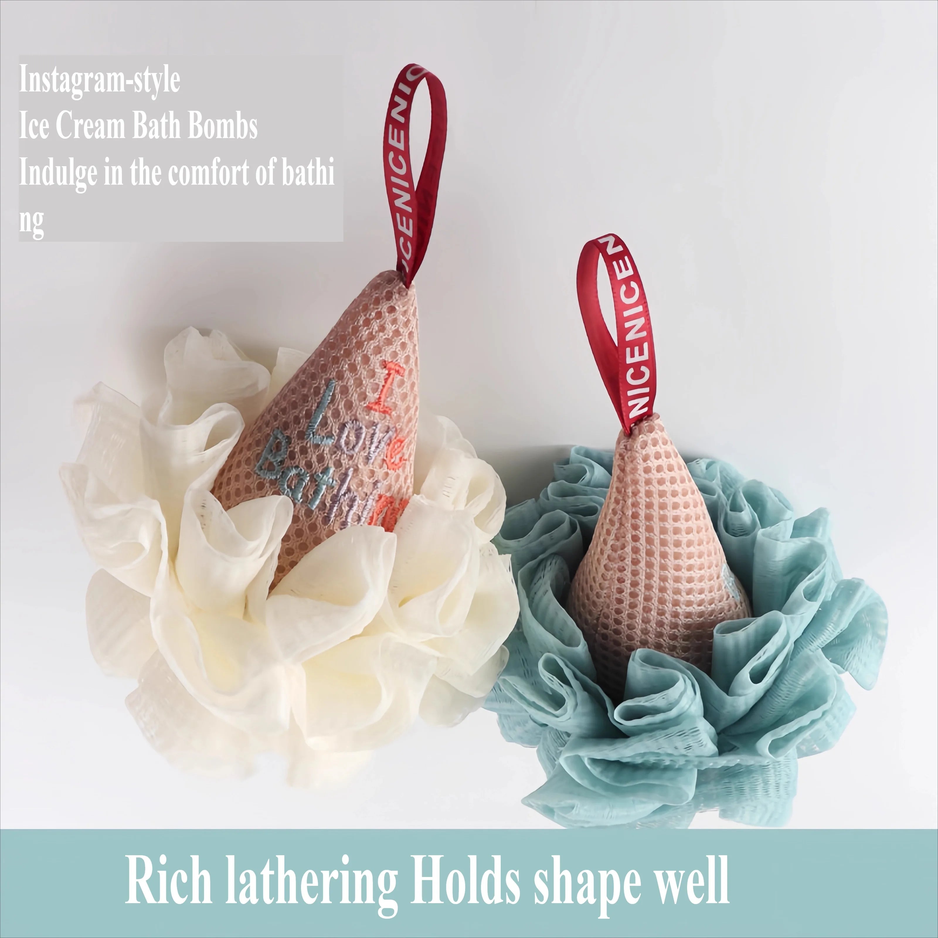 Cute Ice Cream Bath Ball, Male and Female Bath Flower Rubbing Bath Dual-purpose Children's Baby Bath Bath Bath Ball