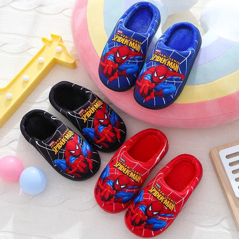 Cartoon Spider-Man Cotton Slippers for Kids – Unisex Winter House Shoes