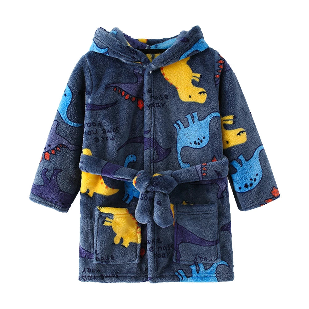 Kids Bathrobe for Girl Children Clothing Girl Flannel Bath Robe Clothes Boy Stitch Cartoon Night Robe Kids Pajamas For Girl