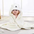 -Toddler Bathrobe Infant Bath Towel Boy Girl Blankets Swaddle With Hood Cartoon Coral Fleece Towel Blanket Newborn Kids Bedding