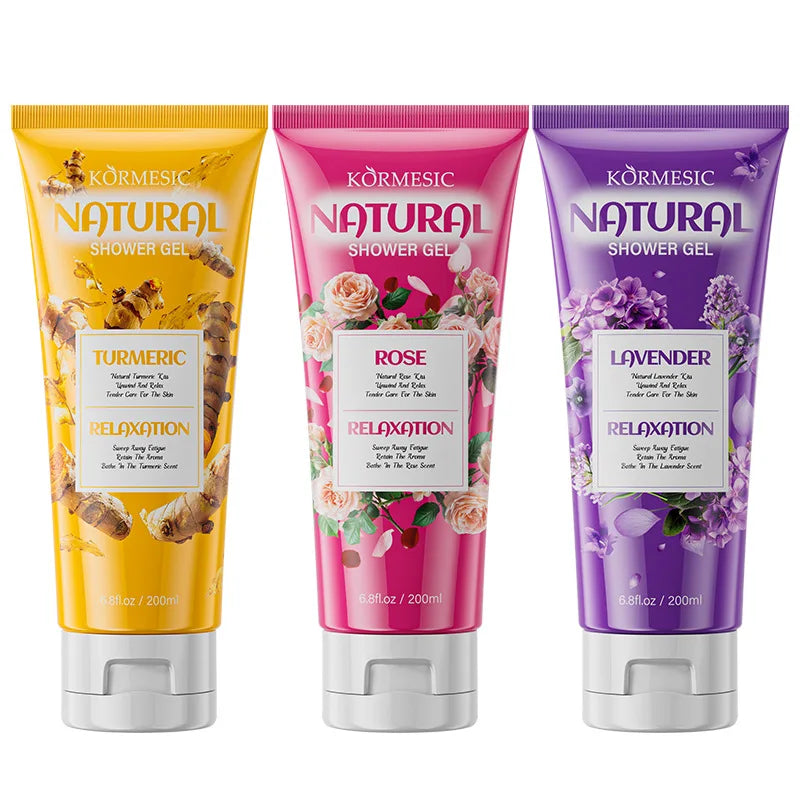 200ml KORMESIC Soothing Turmeric Body Wash Shower Rose Bath Gel Lotion Skin Beautifying Whitening Delicate Care Cream