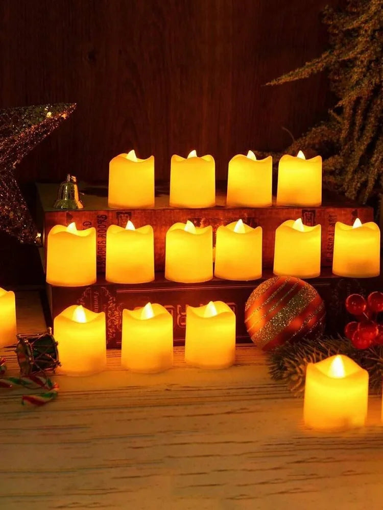 Flickering LED Ivory Electronic Candle, Flameless Tealight Candle, Battery Operated LED Tealight Candle, Ideal for Weddings, Tab