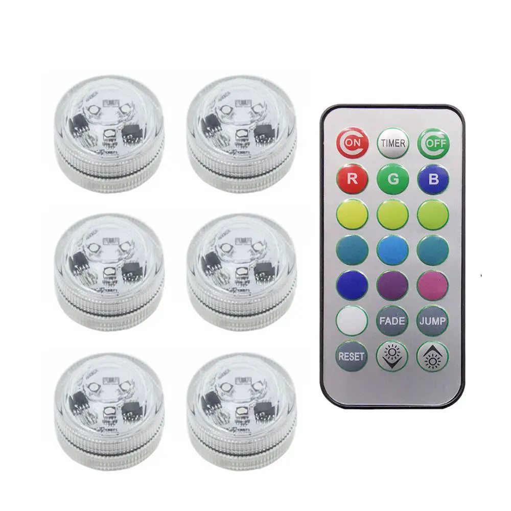 Submersible LED Lights Waterproof RGB Underwater Light For Wedding Tea Light Hot Tub Pond Pool Bathtub Aquarium Party Vase Decor