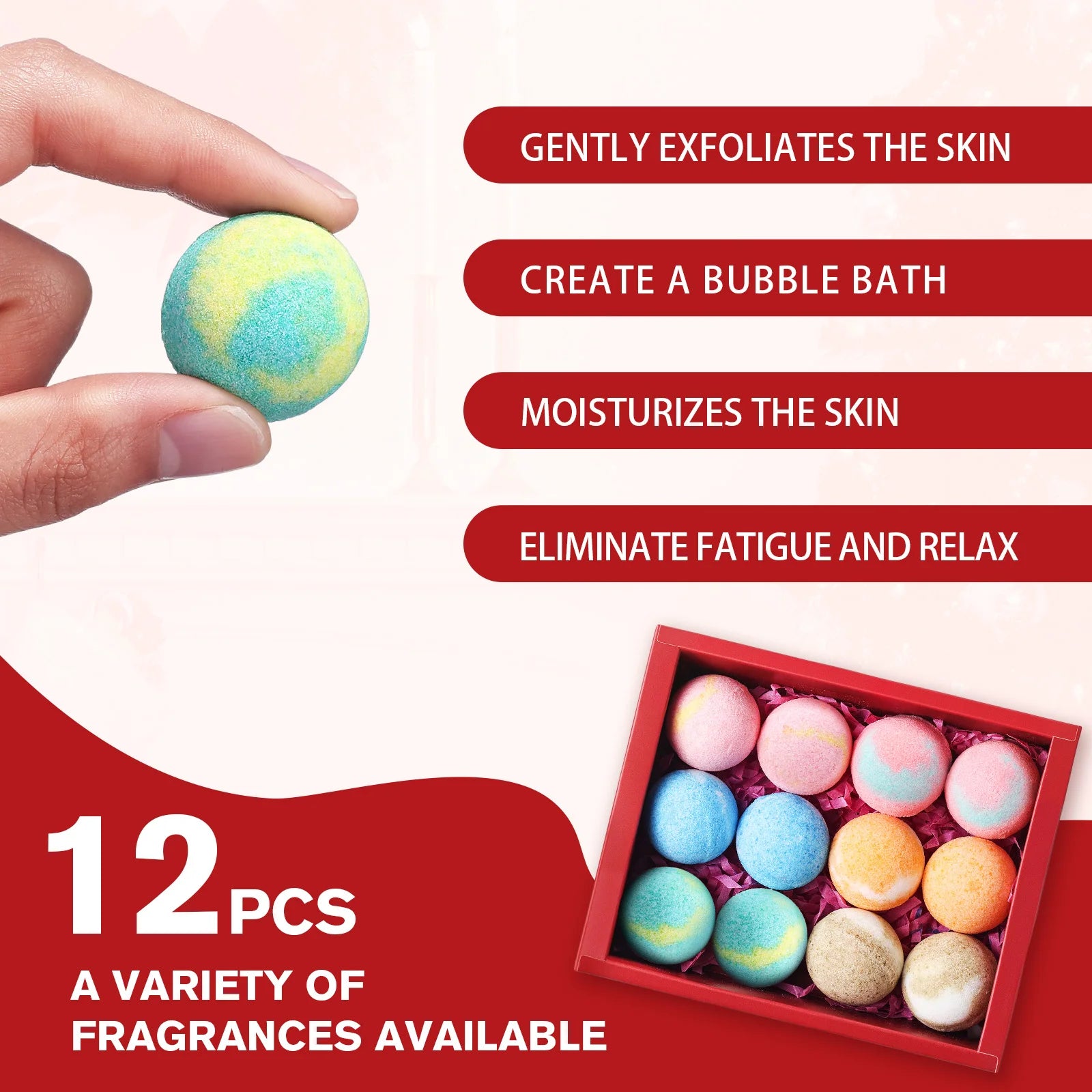 12 Pcs Christmas Bath Bomb Set Sea Salt Bath Softening Keratin Remove Dead Skin for Foot Spa Relaxing Gift Box for Women Men