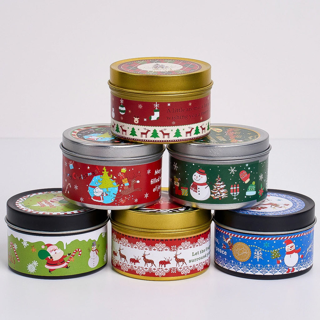 Scented Candle Set Gift DIY Smokeless Plant Aromatherapy Candles Dried Floral Tin Box Home Bedroom Xmas Party Decor Supplies