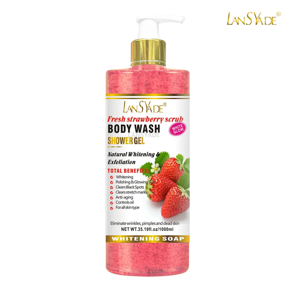 1000ml Scrub bath lotion silky smooth skin foam rich moisture skin toner brighten skin color anti-aging mild lasting fragrance