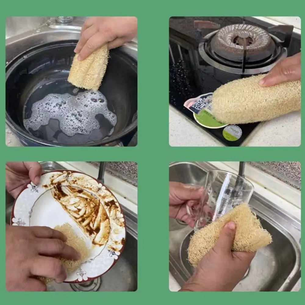 Natural Loofah Luffa Sponge Dish Towels Long Ecological Planting Body Shower Sponge Non-stick Good Absorbency Bath Kitchen