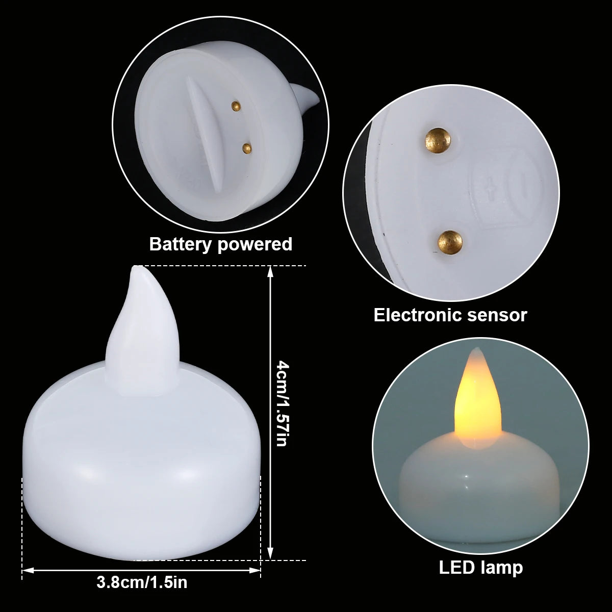 12Pcs LED Floating Candle Light Waterproof Flameless Floating Tealight Smokeless Flickering Prop Lamp Decor for Party