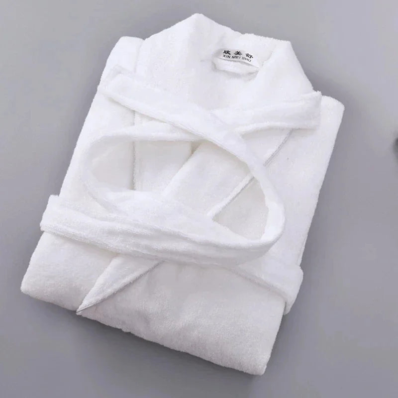 Terry Robe Women 100% Cotton Bathrobe Lovers Brown Robes Men Bathrobe Solid Towel Fleece Long Sleepwear Bridesmaid Robe White