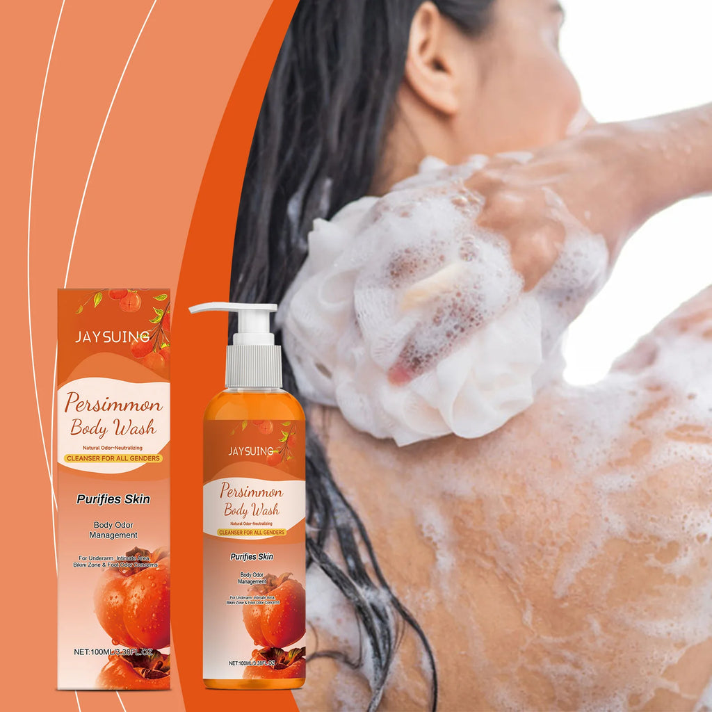 Exfoliating Persimmon Scented Shower Gel Cleanses the Body Removes Odors Dirt and Oil Leaves Skin Feeling Fresh and Smooth
