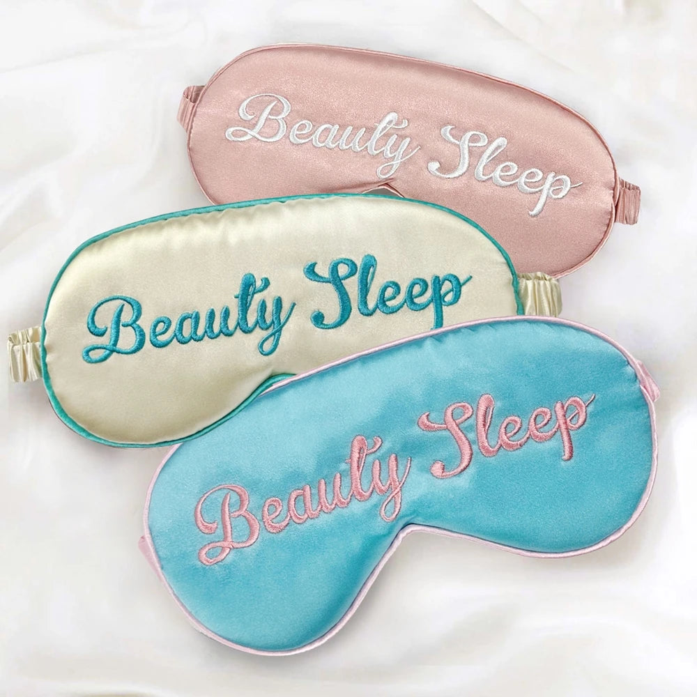 Embroidered Silk Sleep Mask Silk Eye Mask Soft Blackout Blindfold With Adjustable Strap Sleeping Eye Cover Mask For Travel