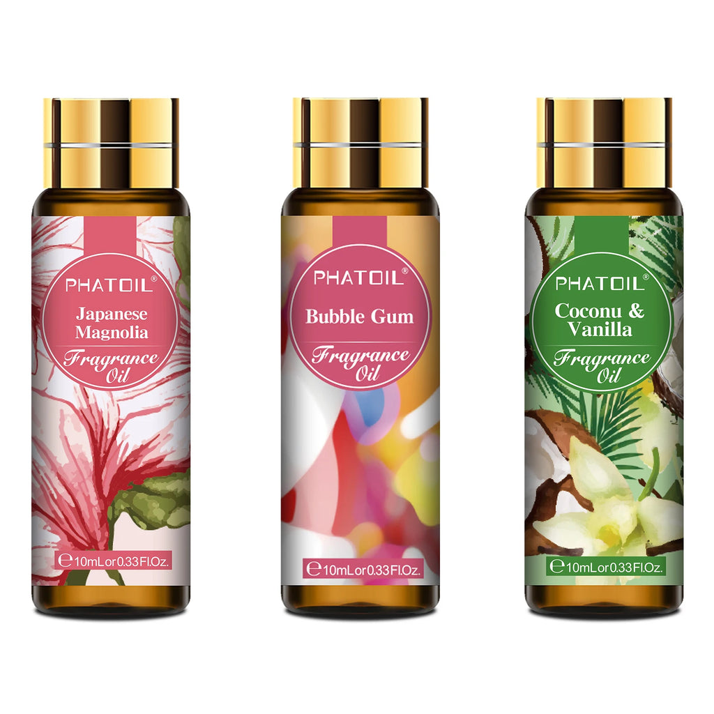 PHATOIL 10ml Coconut & Vanilla Fragrance Oil For Diffuser Aromatherapy White Musk Bubble Gum Baby Powder Fragrance Aroma Oils