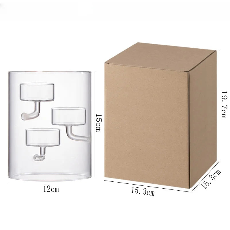 Glass Candle Holder Cylinder Hurricane Candleholder Artistic Tealight Containers for Wedding Party Desktop Room Home Decorations