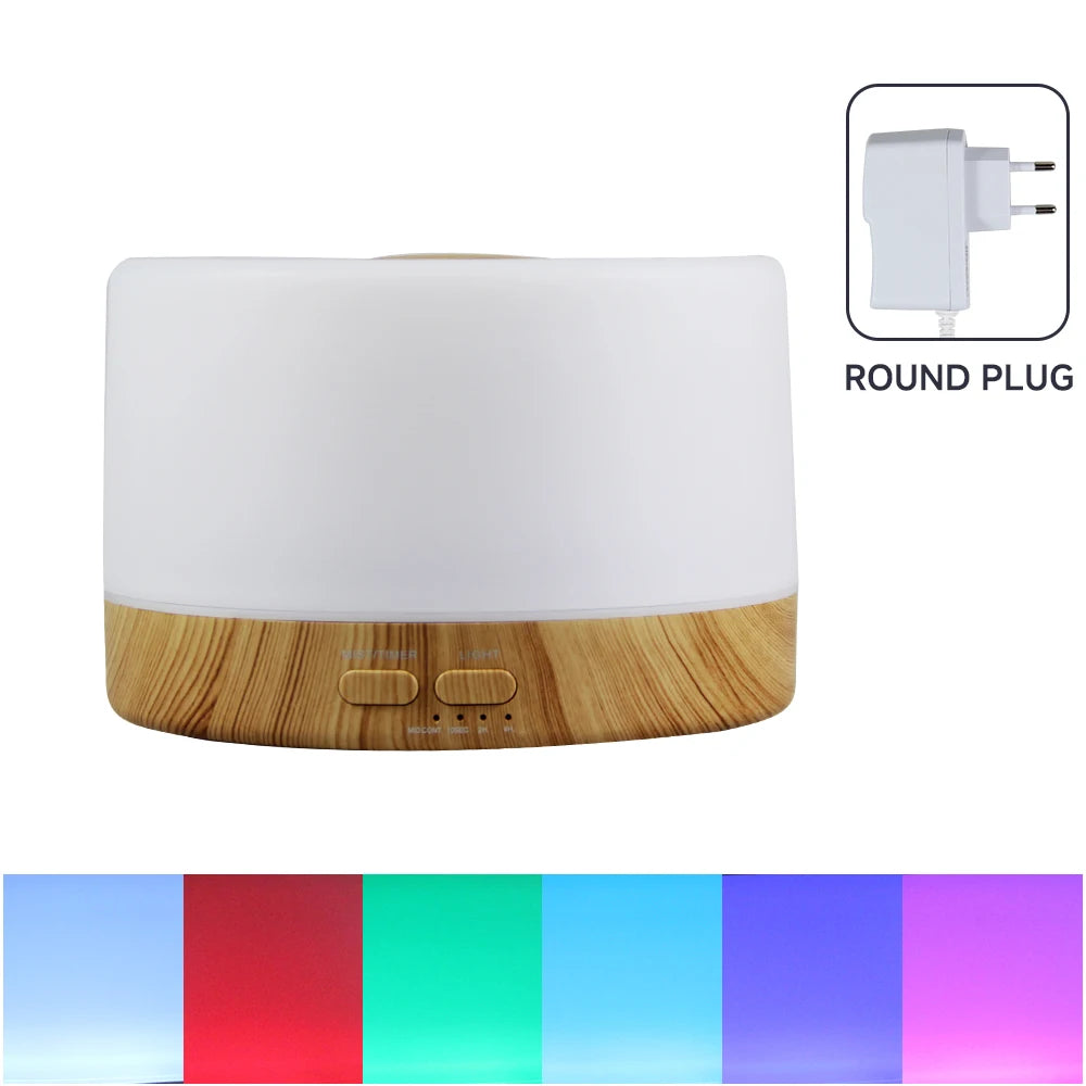 500ml Essential Oil Diffuser Quiet Aroma Mist Diffusers Scent Diffuser Wood Grain Remote Control Ultrasonic Air Humidifier