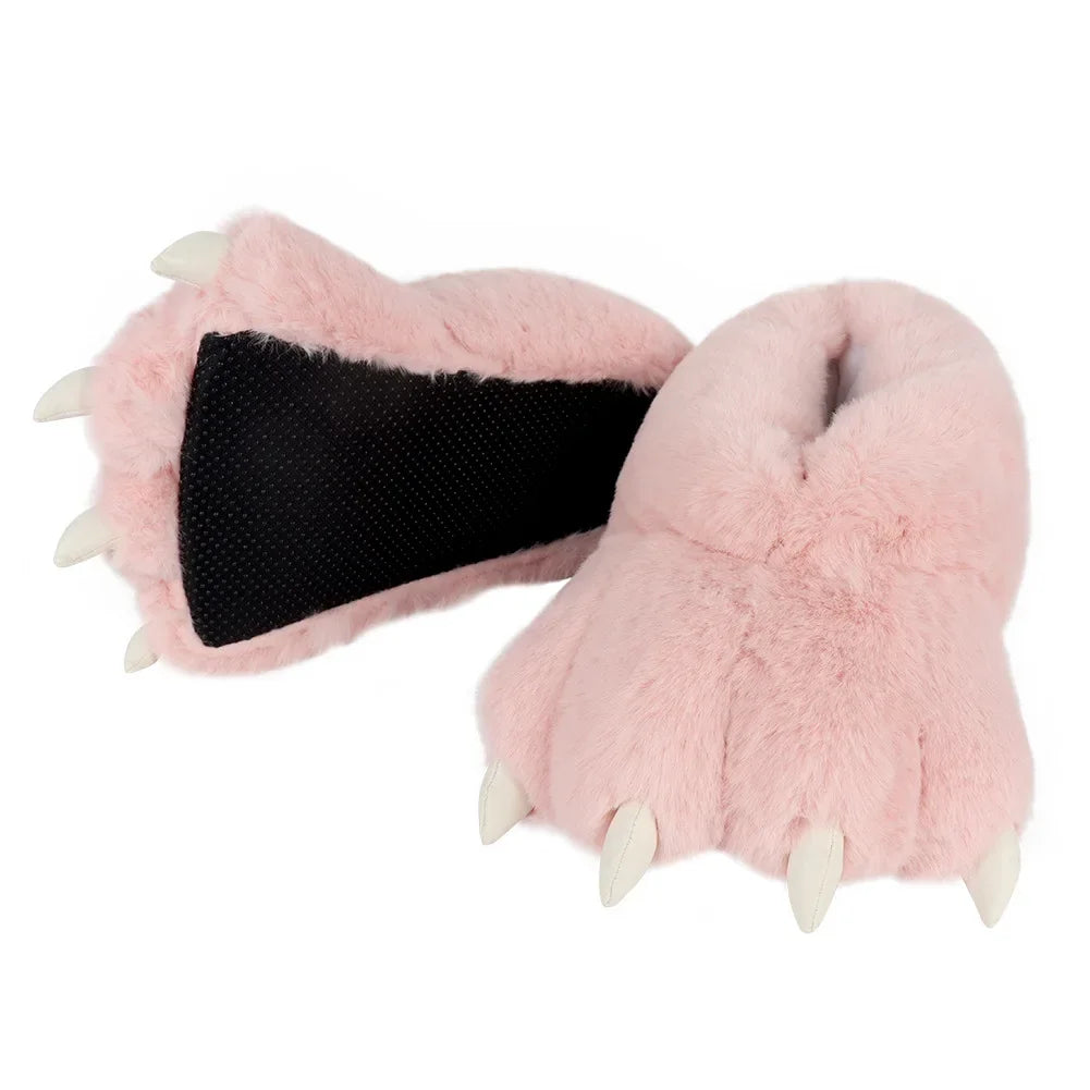 1 Pair Furry Animal Claw Paw Slippers Adults Unisex Cozy Plush Slippers Fun Costume House Footwear Novelty Bear Paw Lolita Shoes