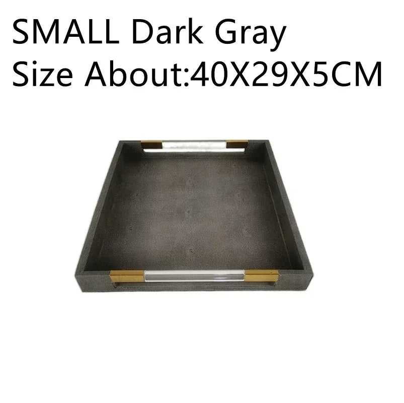 Metal Tray Leather Acrylic Gary Rectangular Jewelry Display Serving Plate Storage Decoration Home Kitchen Organizer Supplies