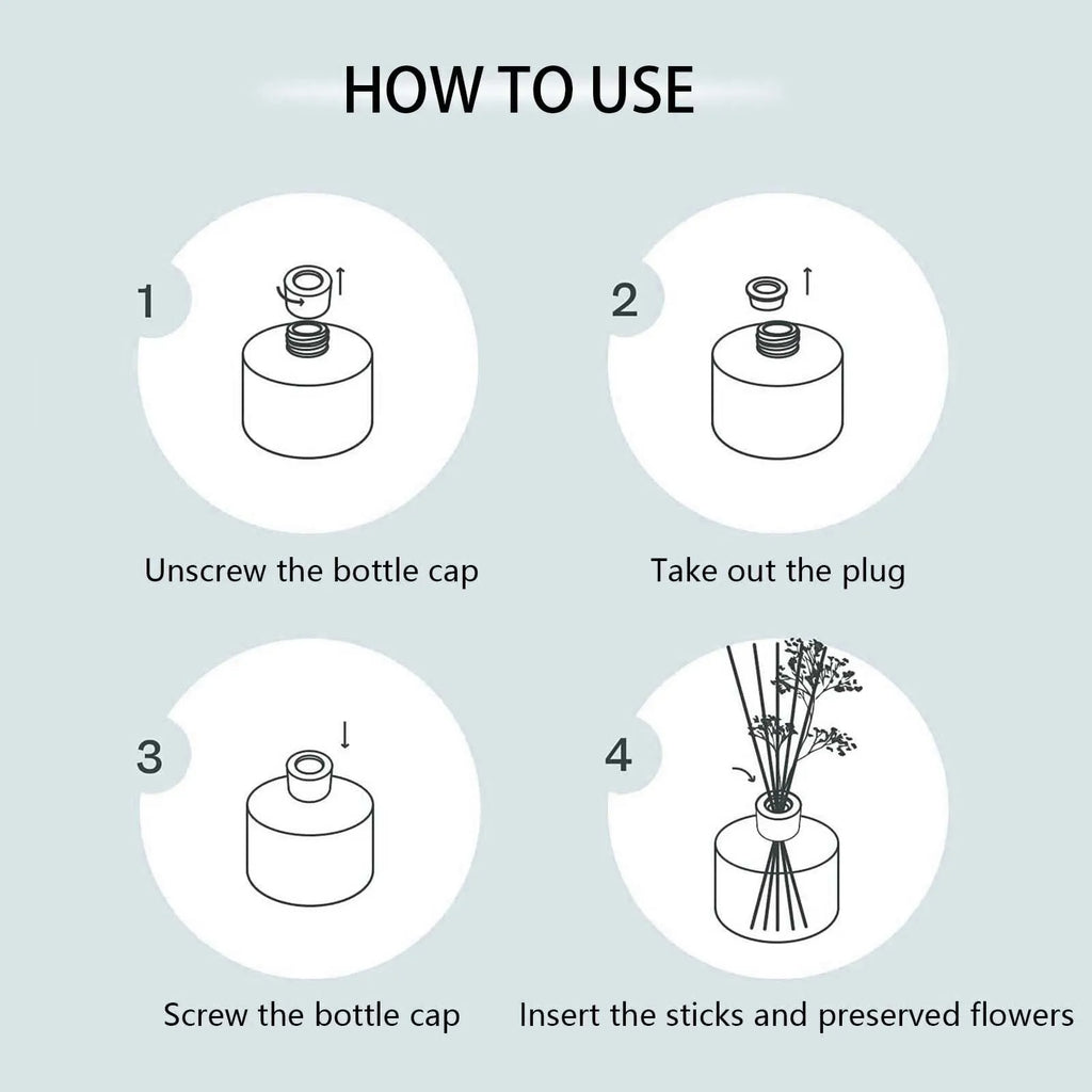 Flower Reed Diffuser-Vanilla Scent 3.38oz Scented Diffuser with Sticks Home Fragrance Essential Oil for Bathroom Shelf Decor