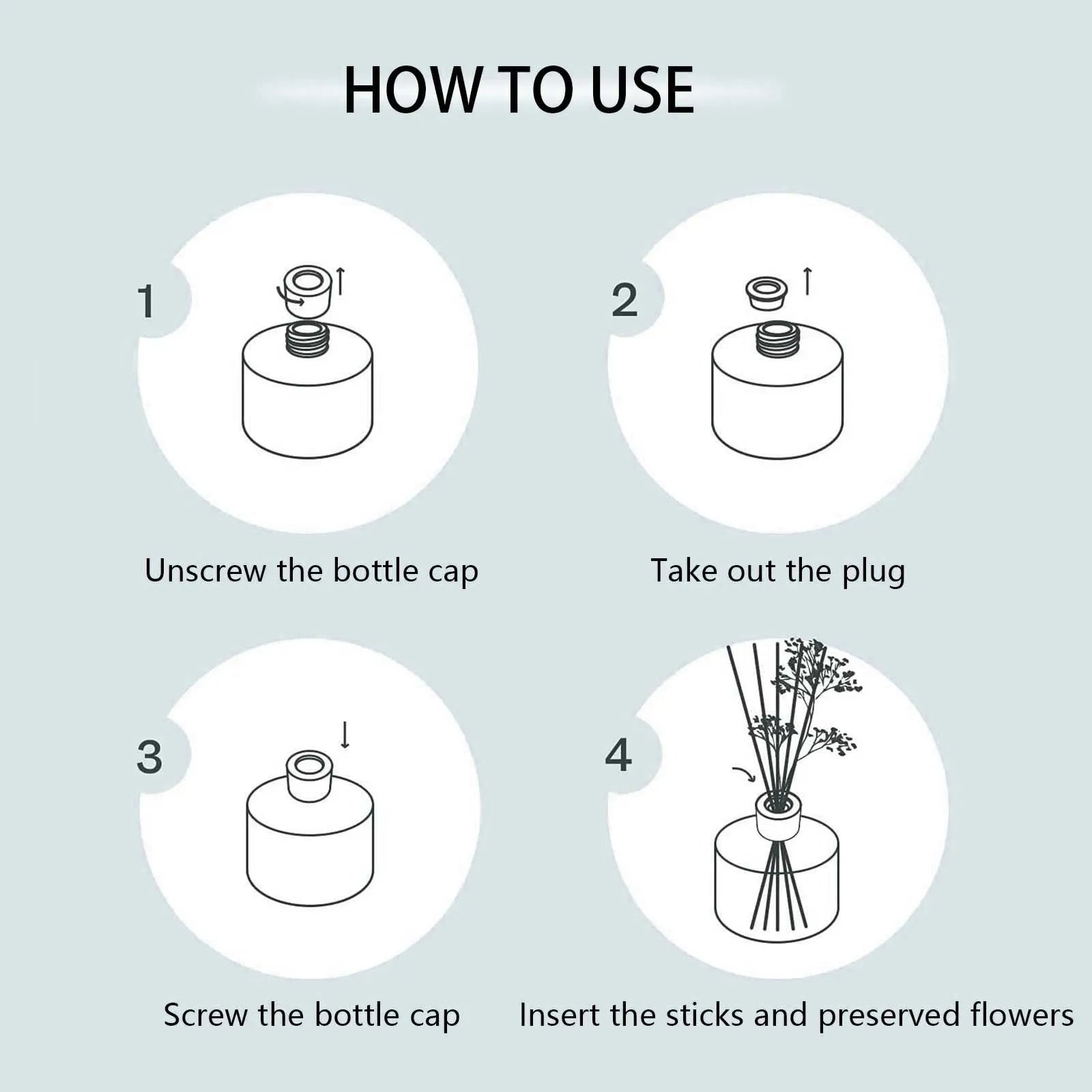 Flower Reed Diffuser-Vanilla Scent 3.38oz Scented Diffuser with Sticks Home Fragrance Essential Oil for Bathroom Shelf Decor