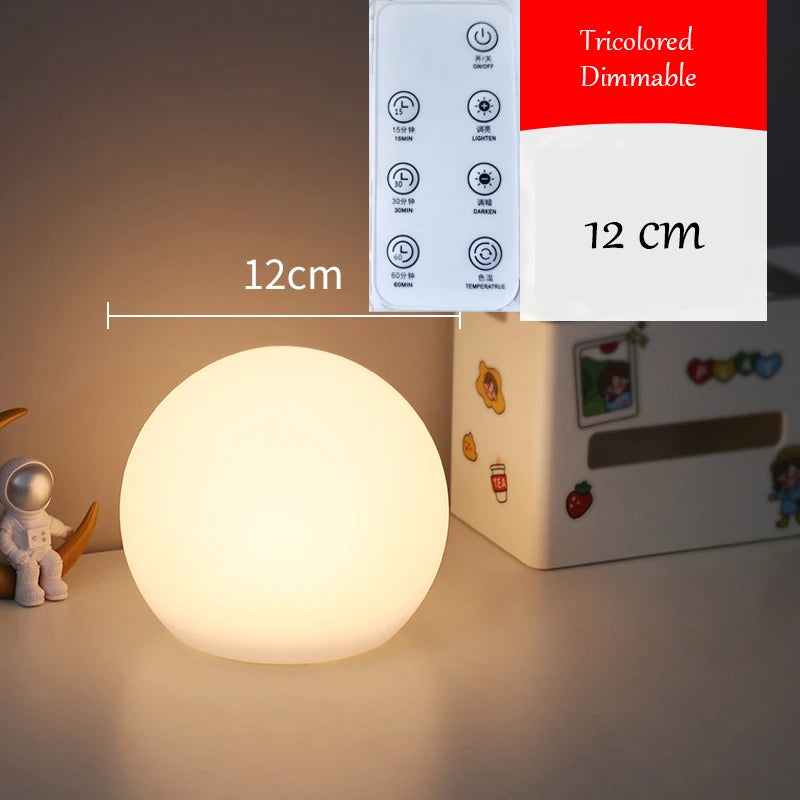 LED Ball Lamp Luminous Globe Light Tricolor or RGB Dimmable USB Rechargebale/AC Powered for Home Decor Bedroom Foyer Living Room