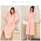 Coral Velvet Bathrobes for Women Long with Hood Autumn Winter Solid Plush Microfiber Bath Robe Sleepwear Home Bathroom Clothes