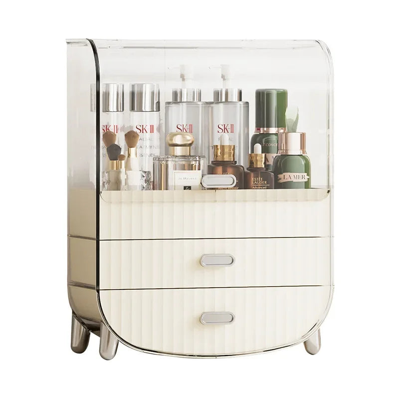 Cosmetics Storage Box, Dust-proof Flip Cover Bathroom Skincare Product Storage and Organizing Lipstick Drawer Style Shelf