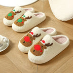 Casual Cute Christmas Slippers Soft Warm Warm Plush Slides Lovely Non-Slip Winter Home Shoes Bedroom