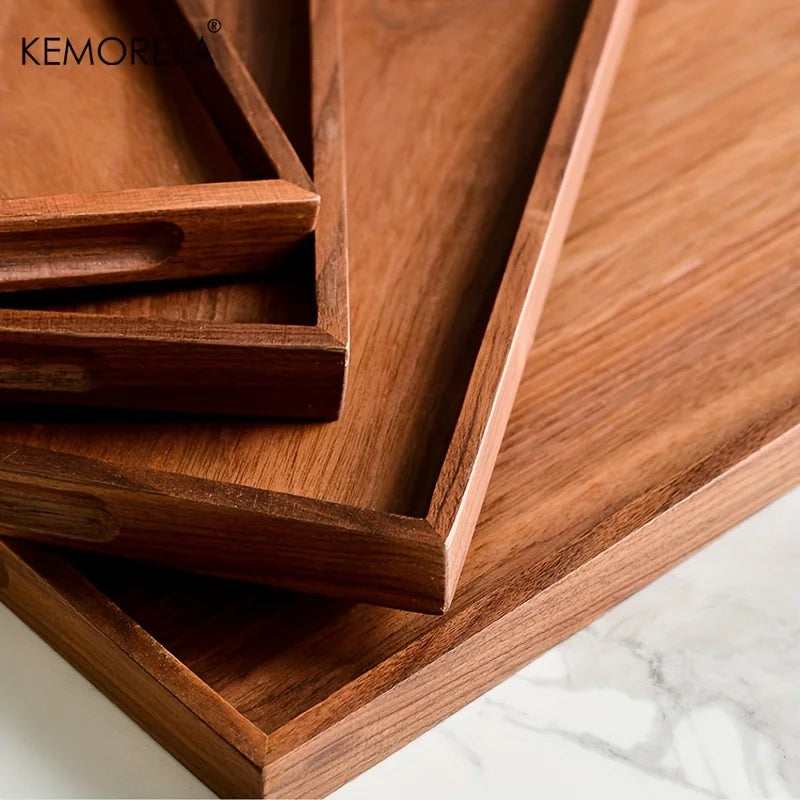 1PCS Retro Wooden Rectangular Storage Trays Hotel Dessert Dinner Tea Food Tableware Serving Tray Home Kitchen Wooden Tray