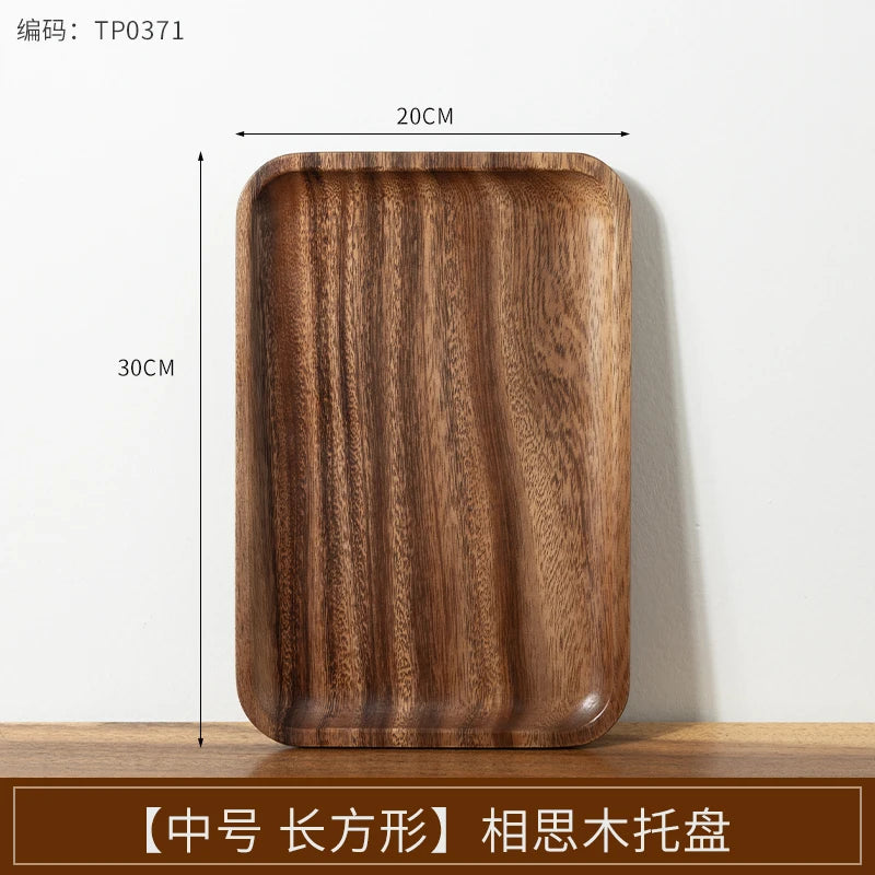Wooden Tray Acacia Wood Rectangular Solid Wood Dinner Plate Kitchen Accessories Coffee Dessert Tea Storage Tray