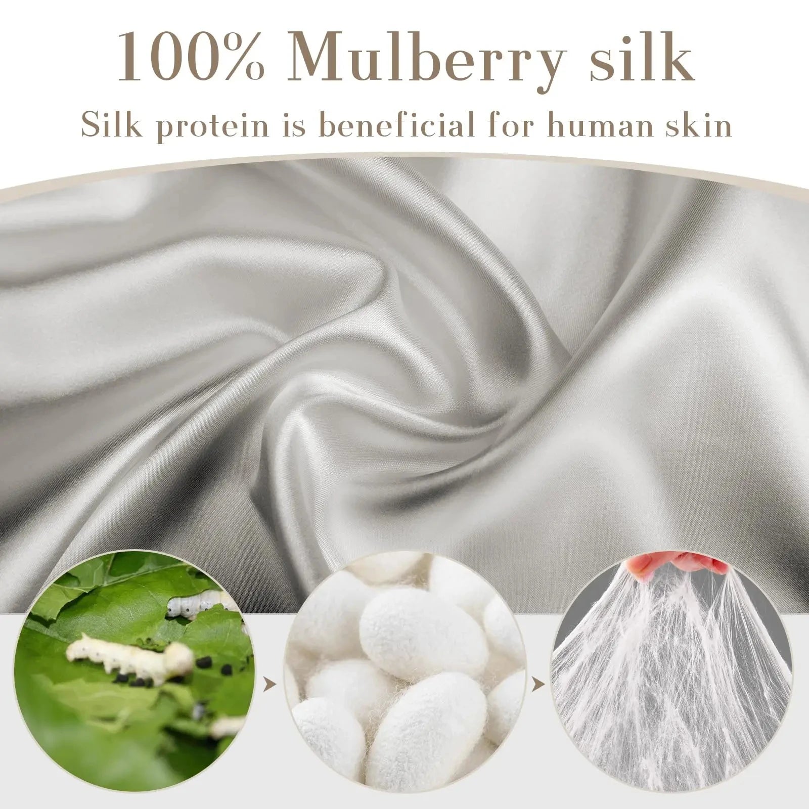 Silk Sleep Mask Soft Pressureless Sleeping Mask 100% Mulberry Silk for Eye Skin Anti Wrinkles,Adjustable Wide Velcro Ear Cover