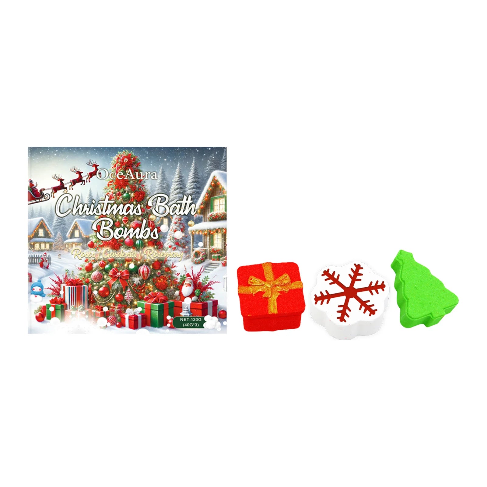 Christmas Bath Bombs Gift Set Organic Bubble Bath Exfoliating Relax Stress Aromatherapy Gentle Cleaning Smoothing Body Skin Care
