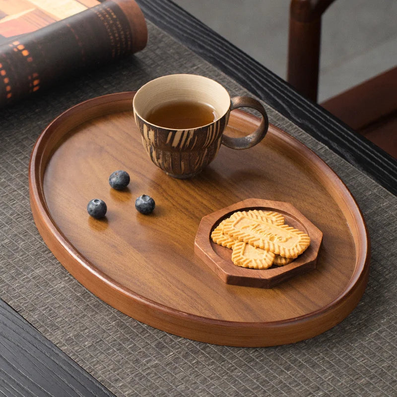 Wooden Serving Trays Oval Wood Tray Platters for Serving Food Dishes Dinner Plates Solid Wood Dessert Plate Jewelry Storage