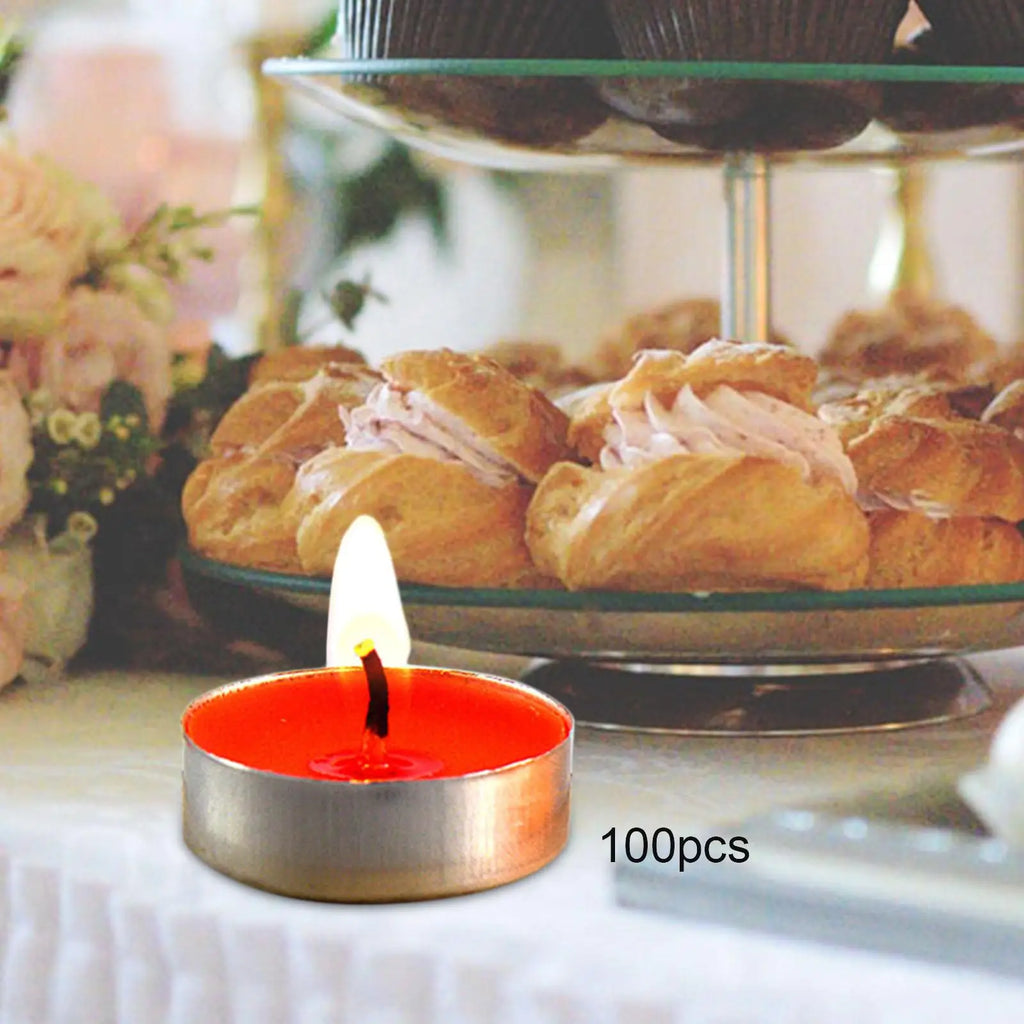 100pcs/Set DIY Round Smokeless Scented Tealight Candles for Birthday Party Decorative Candles outdoor