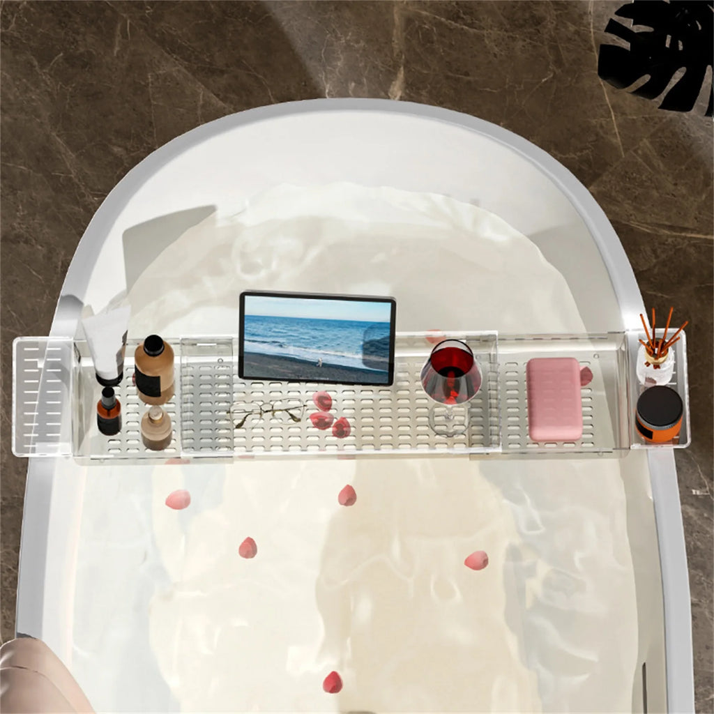 Bathtub Caddy Tray Expandable Bath Tray for Tub Tablet Holder Storage Holder Bath Caddy Tub Table Bath Shelf Accessories