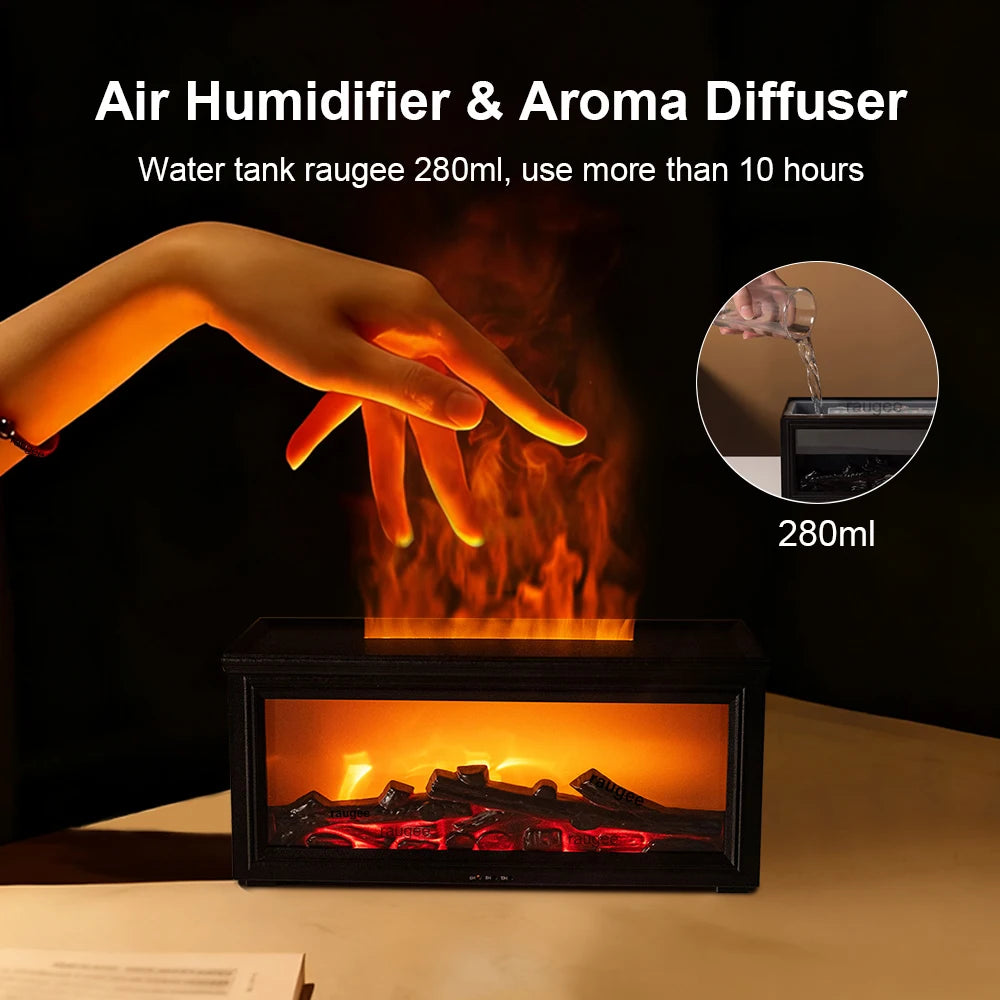 Air Humidifier 280ml Colorful Fireplace Flame Aroma Diffuser Humidifier Essential Oil Diffuser Air Diffuser Humidifier for Home