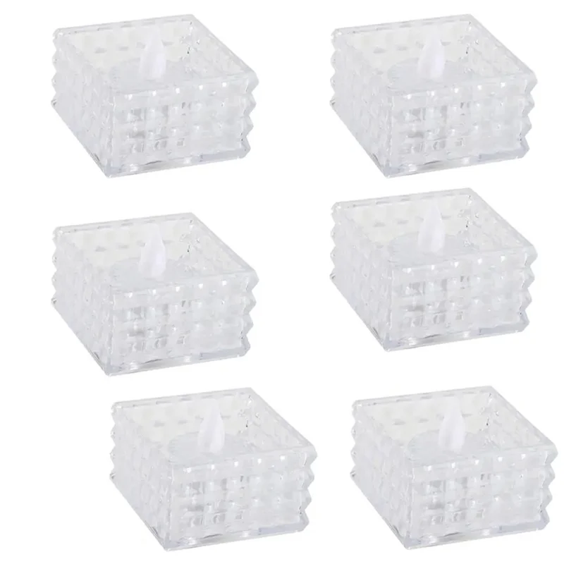 RALCA-Candle Lights 6Pcs Cube Led Tea Lights Candles Electric Flameless Candles Fake Home Decorations For Wedding Halloween