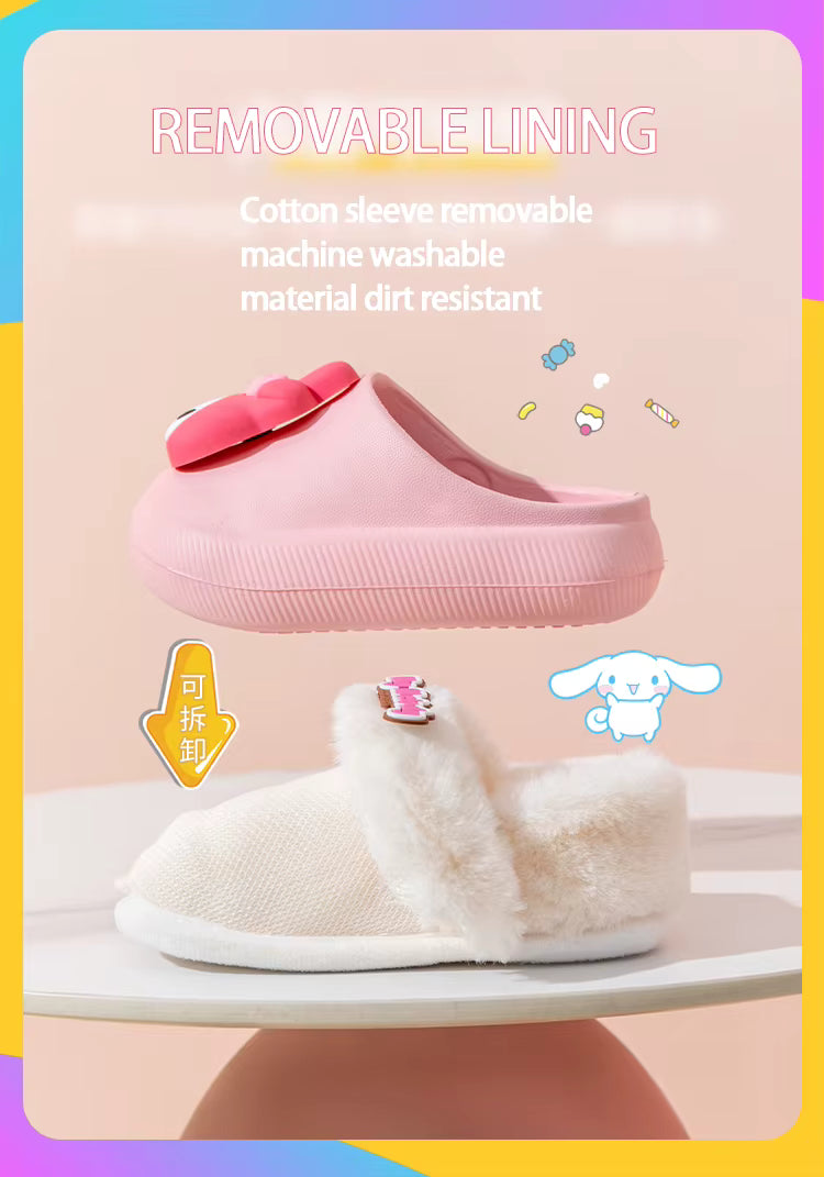 Cute & Cozy Waterproof Cartoon Slippers for Boys & Girls – Winter House Shoes