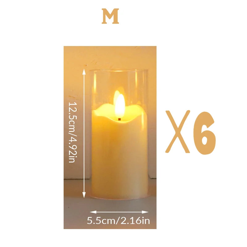 1/3/6Pcs Led Flameless Electric Candles Lamp Acrylic Glass Battery Flickering Fake Tealight Candle Bulk For Wedding Christmas