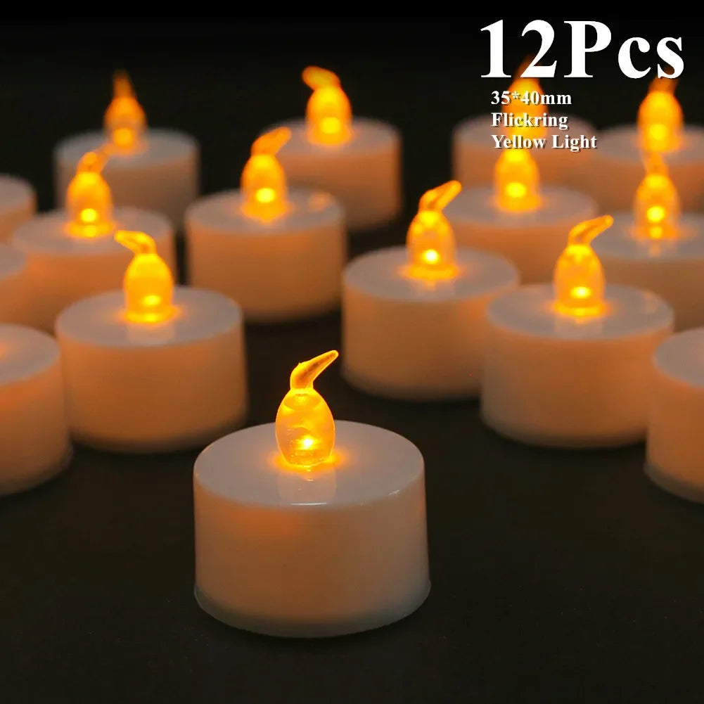 LED Tea Lights Candles Realistic Flickering Battery Operated Tealights Long Lasting Electric Candles for Christmas Wedding Decor