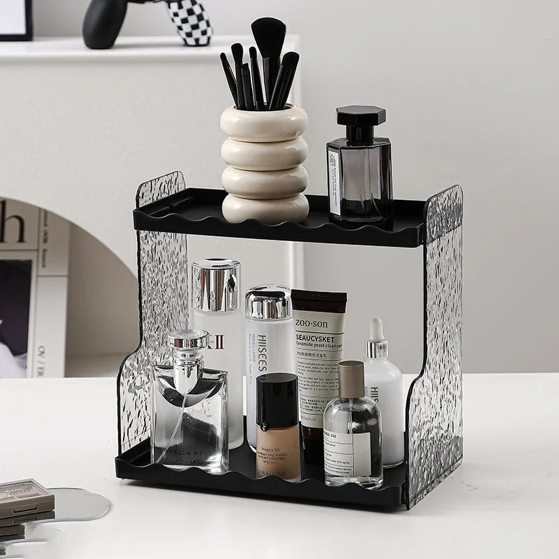 Double Layer Cosmetics Storage Rack Bathroom Toilet Makeup Storage Shelf Washstand Desktop Skincare Storage Organizer Shelf