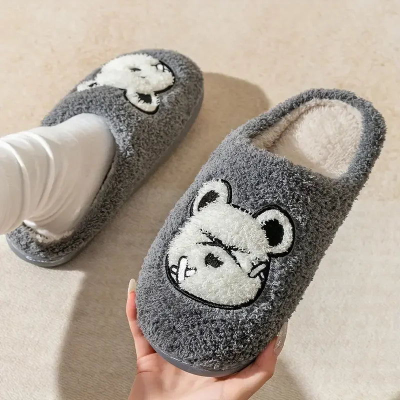 Cute Cozy Bear Slippers for Men – Warm Winter House Shoes