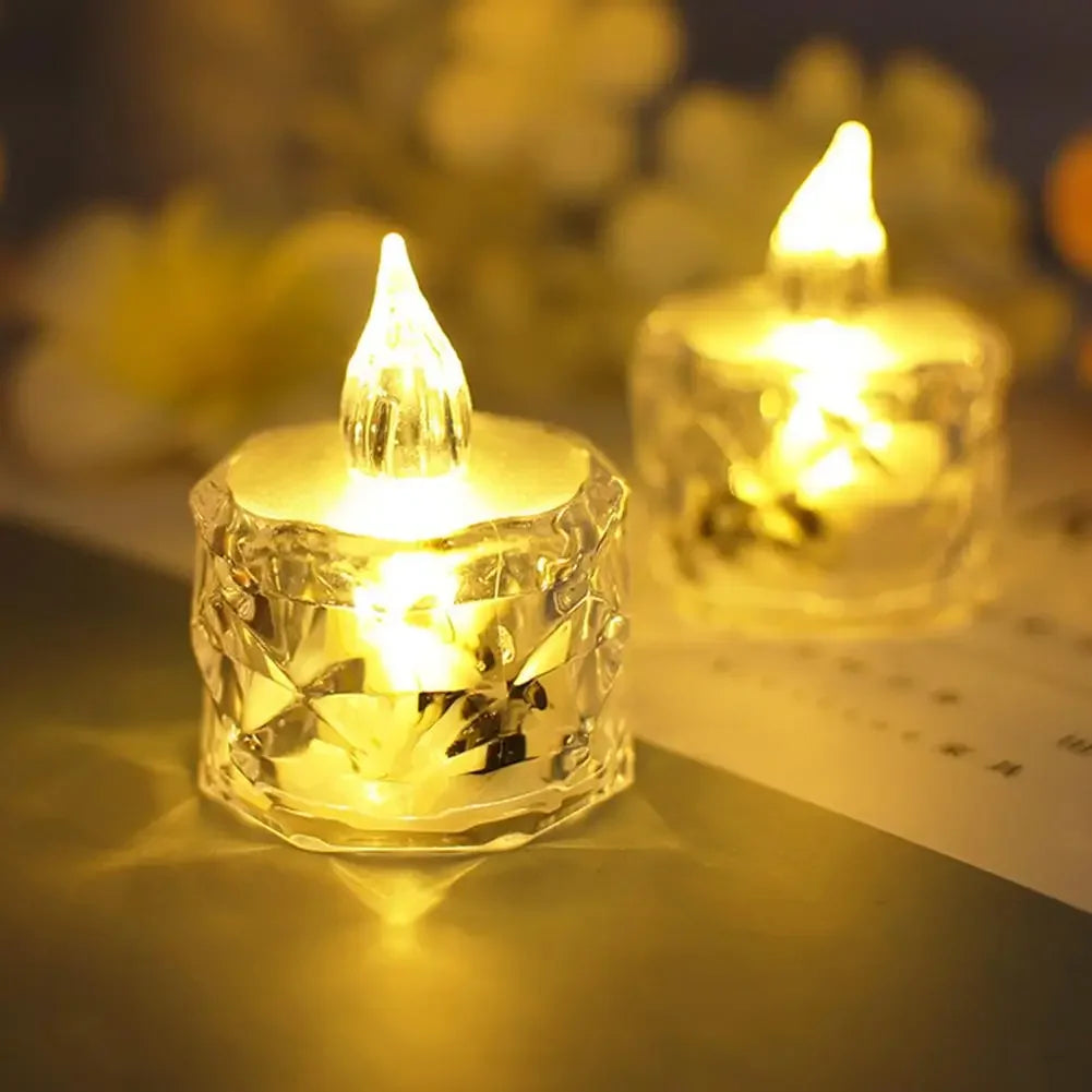 Flameless LED Light Candle LED Crystal Candle Light Transparent Shell Electronic Night Lamp Dating Party Holiday Home Decoration