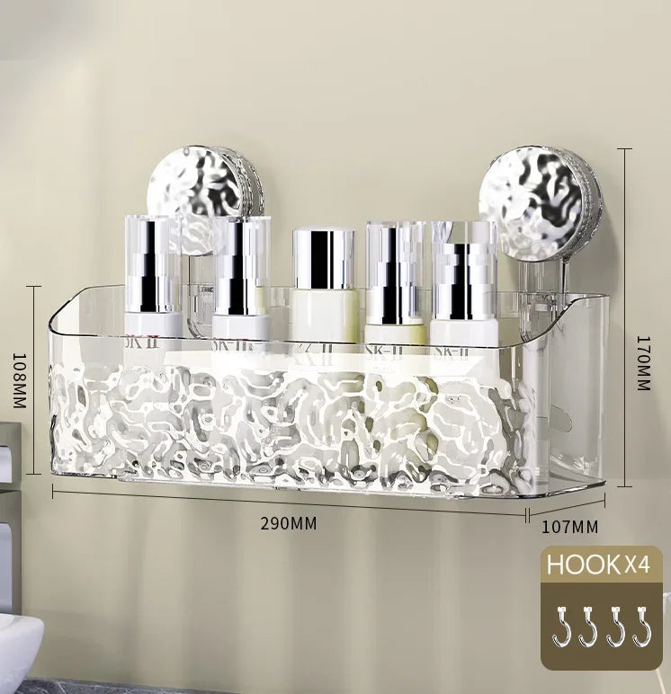 Bathroom Suction Cups Shelves Kitchen Bathroom Plastic Wall Sink Washstand Suction Cup Storage Box Organizer for Cosmetic