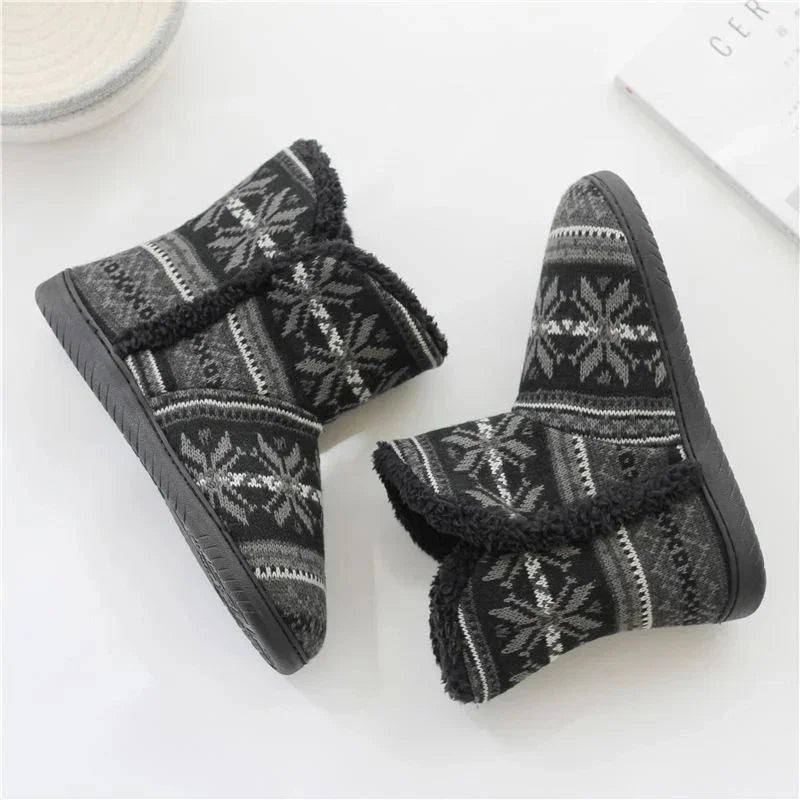 Slippers Booties for Women Men Plush Knitted House Shoes Boots Ladies Indoor Outdoor