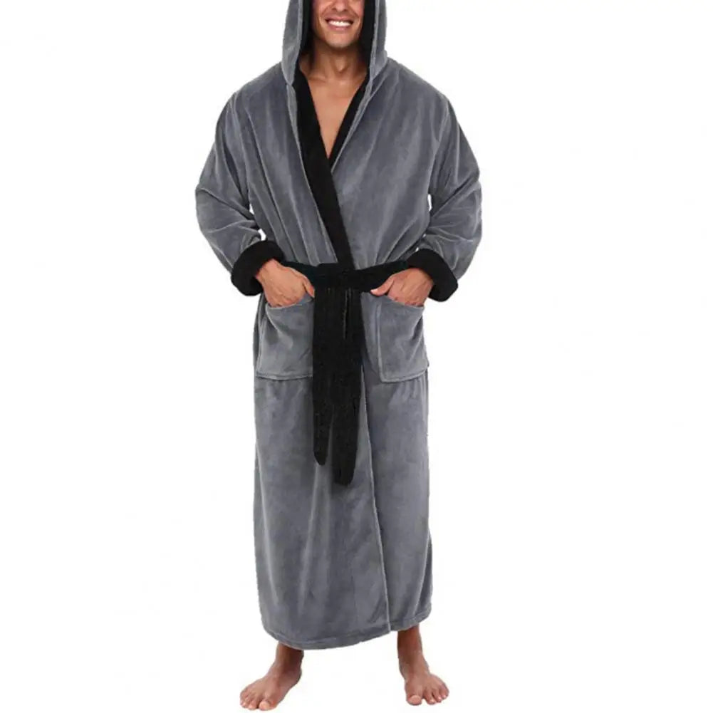 Men Bathrobe Sleepwear Coral Fleece Autumn Adult Bathrobe V-Neck Robe Pajamas Men And Women Long Sleeve Nightgown Male Bath Robe