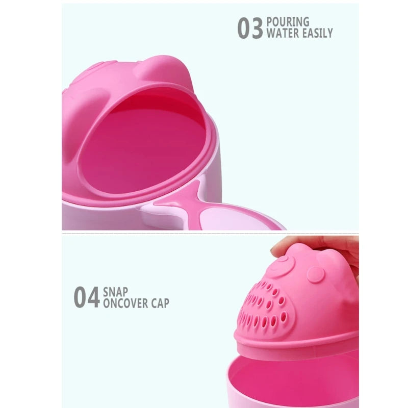 Baby Bath Waterfall Rinser Kids Shampoo Rinse Cup Bath Shower Plastic Spoons Cup