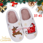 Christmas Women Slippers Cute Santa Claus Elk Winter Warm Couple Houseshoes Bedroom Flat Soft Sole Home Slippers Shoes Xmas Gift