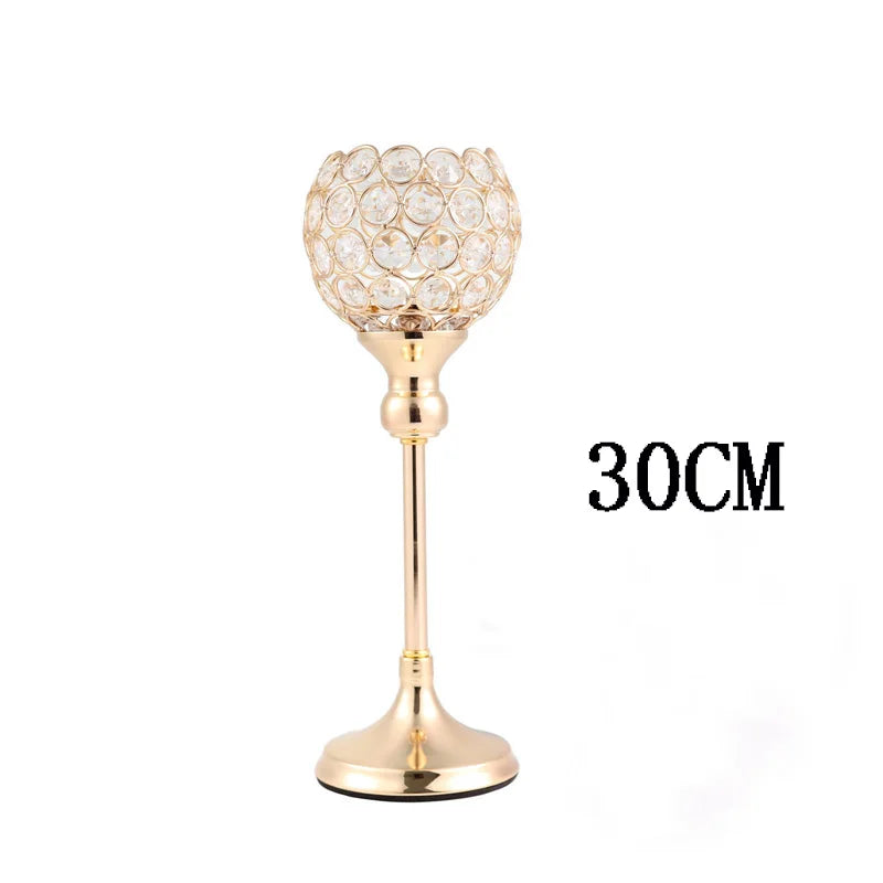 Crystal Tealight Candle Holders, Metal Glass Candlesticks, Wedding Table Centerpiece, Christmas Party, Home Decoration