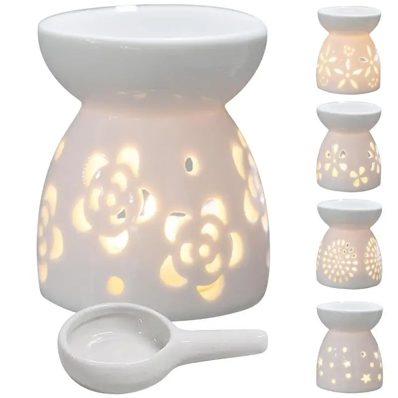 Ceramic Oil Burner With Candle Holder Romantic Tealight Candle Holder Essential Oil Incense Aroma Diffuser Oil Stove Home Decor