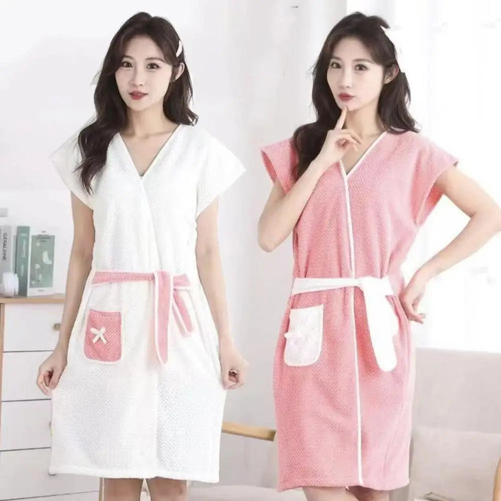 Wearable Absorbent Sleeveless Bathrobe One-Piece Fast Drying Bathing Beach Spa Bathrobes Microfiber Super Absorbent Bath Towel ﻿